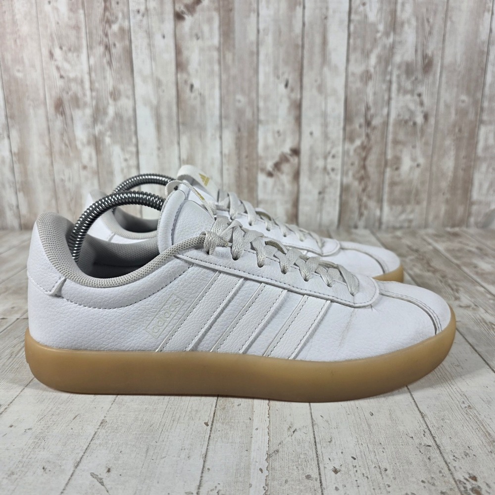 Adidas VL Court 3.0 Womens 9 White Leather Gum Sole Sneakers ID9070